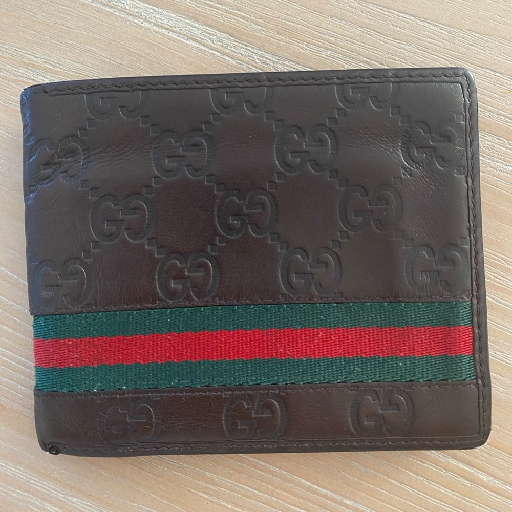 MENS GUCCI BROWN LOGO WALLET